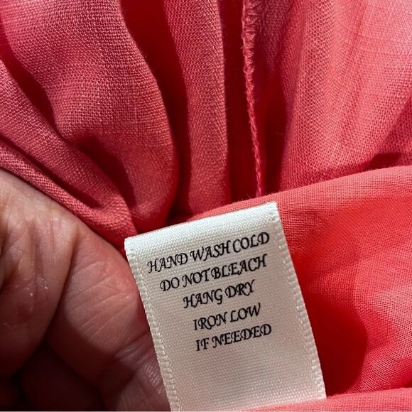 Coral color a-line cold Shoulder short sleeve mini dress with lace details - Picture 11 of 13